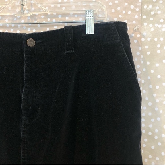 Eddie Bauer Black Velvet Long Skirt Front Split Pockets Belt Loops Size 14 TALL - Picture 2 of 7